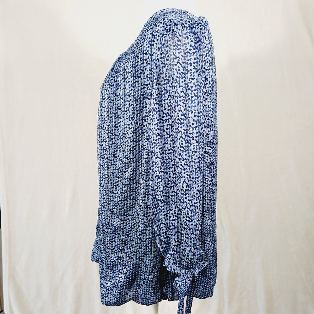 Roz & Ali 1X Top, 3/4 Sleeve, Blue, White & Black Abstract Print, Stretch Waist - Picture 4 of 16